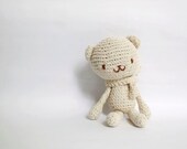 Natural Cotton Crocheted Teddy Bear, Unbleached 100% cotton yarn, Eco-friendly Stuffed Doll, Animal - Made to order