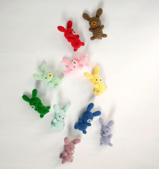One Colorful Small Crochet Amigurumi Bunny Rabbit, Cute Small Easter Bunny, Stuffed Doll - Choose your own color (NEW colors included)
