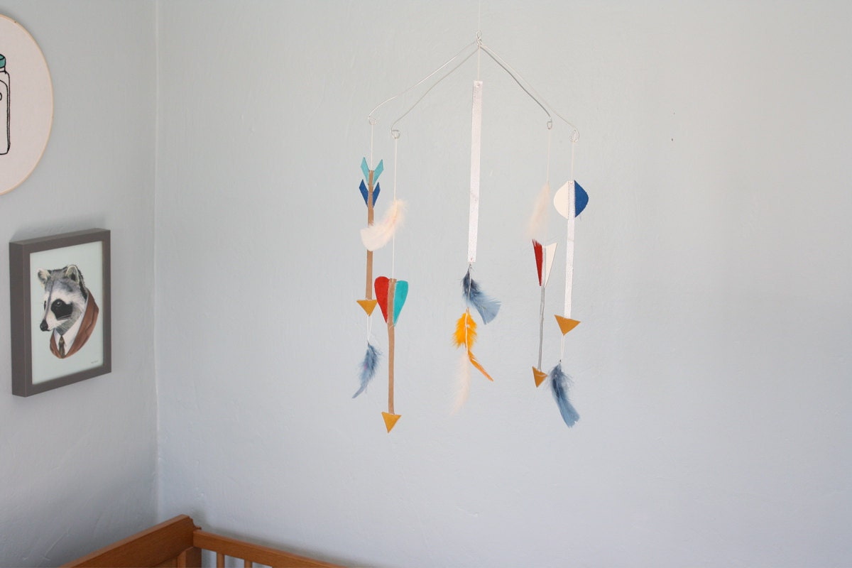 Arrows and Feathers Leather Mobile -custom for dnygrl10
