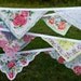 Vintage Hankies Bunting Banner Pink Floral Hanky Garland 12 Feet Long