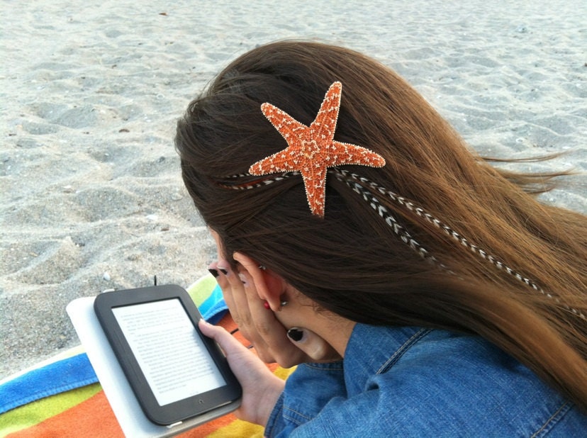 Medium-Large Natural Sugar Star Fish Hair Clip by IndianSummerGirls
