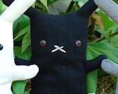 Flat Bonnie  Bunny Plush / Classic - 12" tall  Ninja Black w/ Brown-Black Eyes