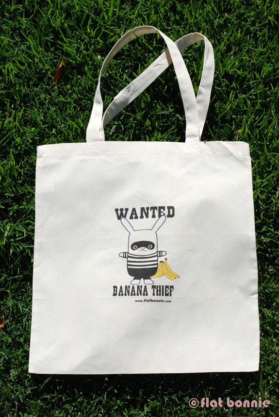 Flat Bonnie - Wanted Banana Thief Tote Bag - Color: Natural