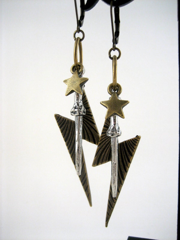 Lightening Bolt and Wand earrings - Harry Potter