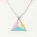 Three Colour Triangle Necklace (Blue - Pink - Bronze) - Modern Geometric Jewellery
