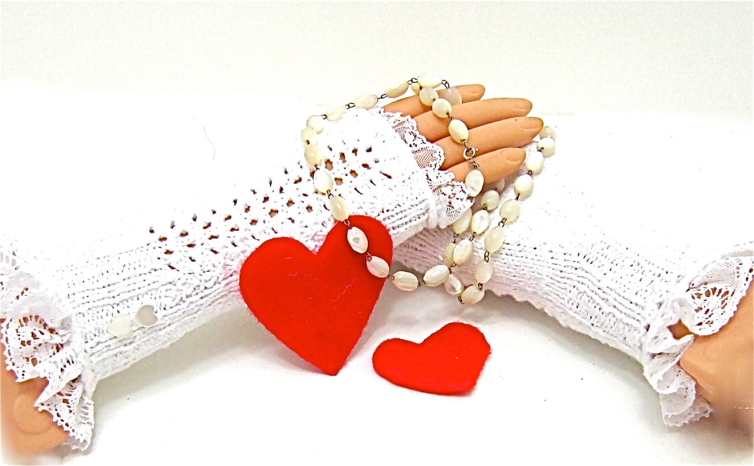 Fingerless Gloves Pure White Lacy bridal bridesmaid prom stretch cotton MADE TO ORDER