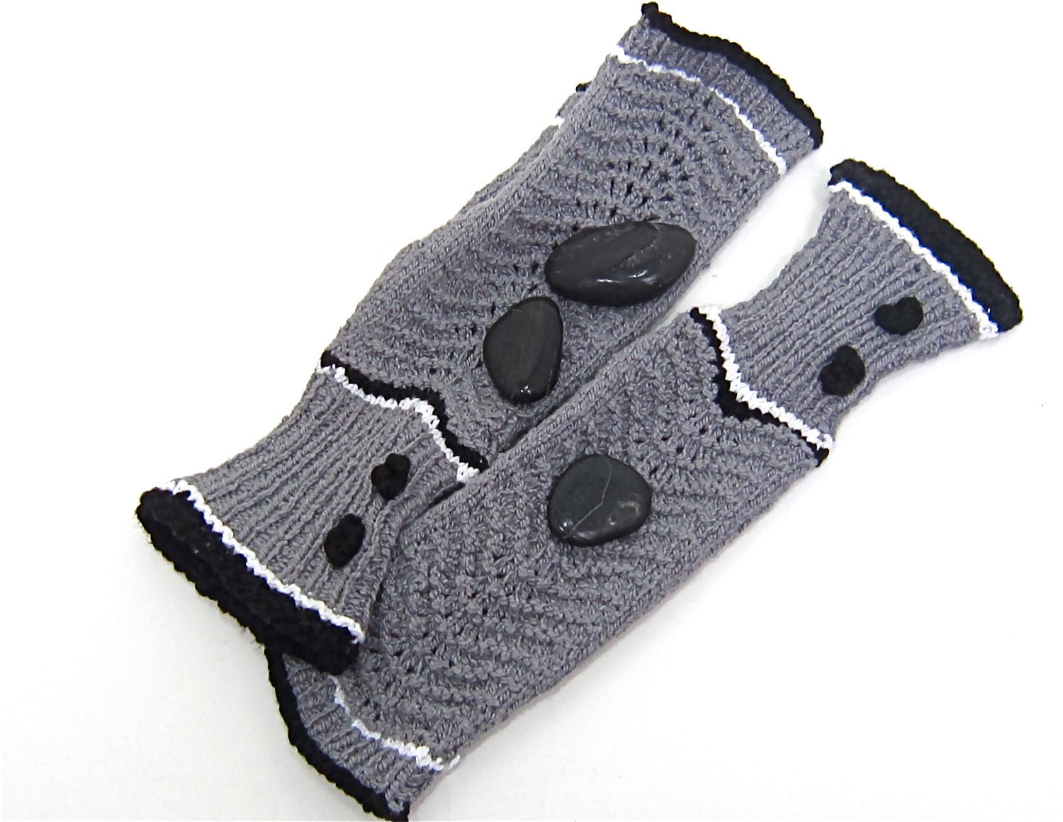 Fingerless Gloves Gray Black White Stretch Cotton trendy texting mitts 2013 Pantone Spring Summer Autumn Winter