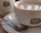 Pictures of Paris: Teacup and Saucer Kitchen Decor - 8x10" Photography Fine Art Print "Parisian Tea" at a Cafe in Paris, France