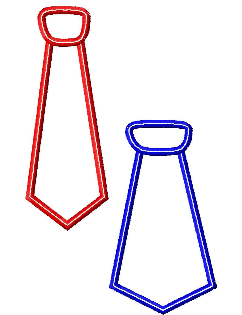 Neck Tie Applique - 2 choices - Wide and Skinny - Machine Embroidery Design - 11 Sizes