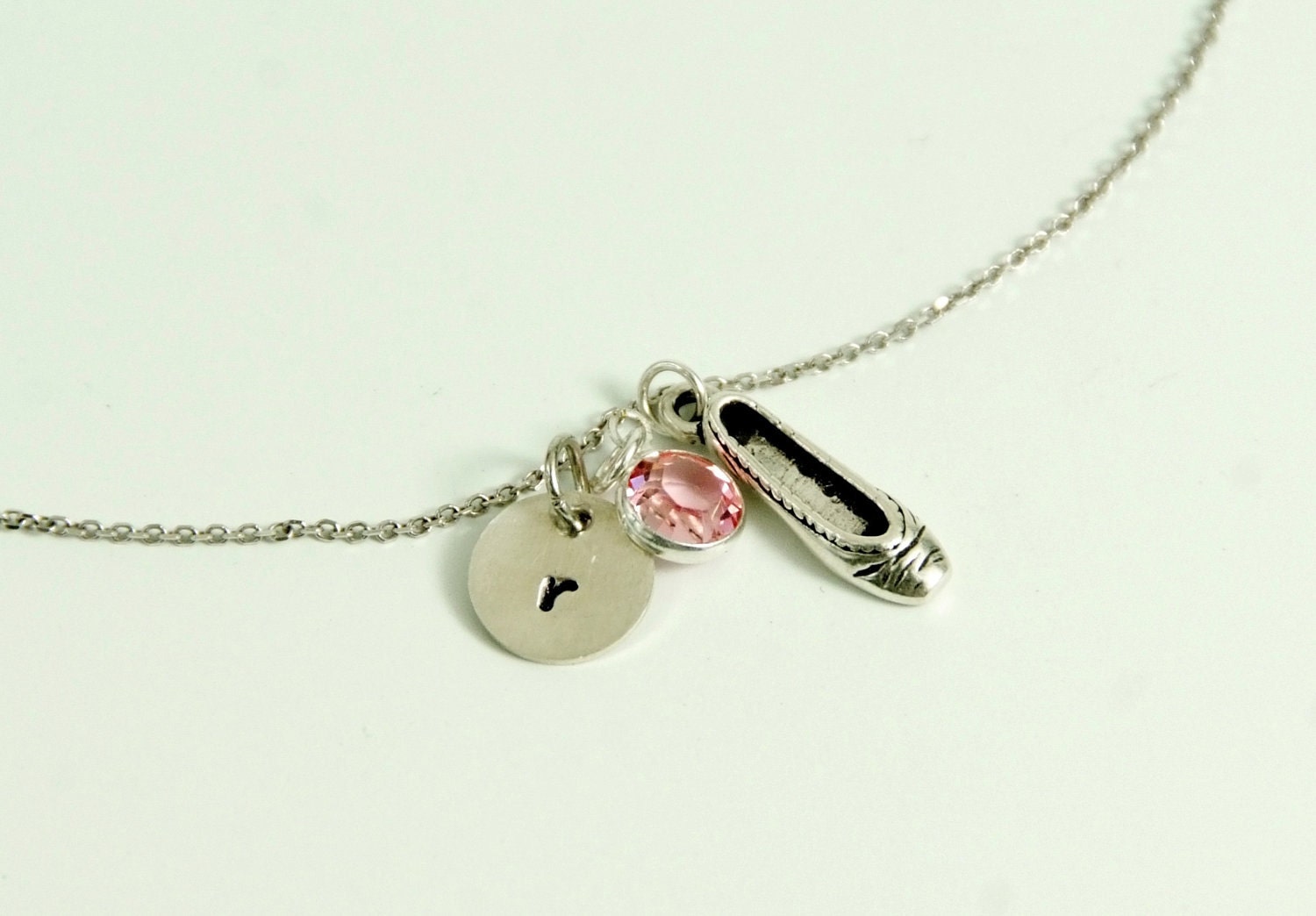 Personalized Necklace - Initial Necklace - Ballet Necklace - Ballet Shoe - Birthstone Necklace