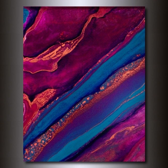 Purple Print - Abstract 11x14 - Reproduction - Jewel Toned Magenta Purple Blue