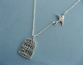 Birdcage Pendant, Bird Necklace, Birdcage Necklace