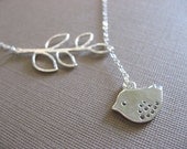 Lariat Style Bird and Branch Necklace