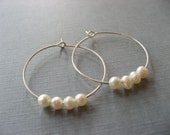 Silver Pearl Hoop Earrings