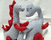Dinosaurs dolls - DINO and MINO - Soft dinosaur - stuffed animal - Blue and red cotton