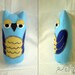 Felt Owl - Turquoise Blue - felt doll - hand embroidered - 8.5" tall