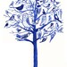 Blue birds tree, giclee print