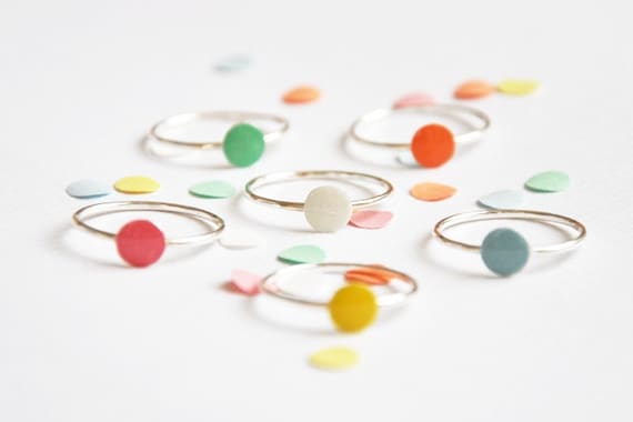 Confetti ring 'you only need one confetti to remember the party...' sterling silver