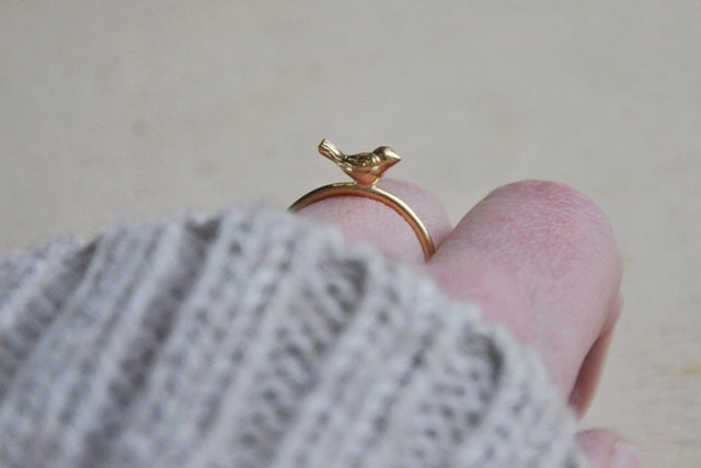 Bird ring 18K goldplated