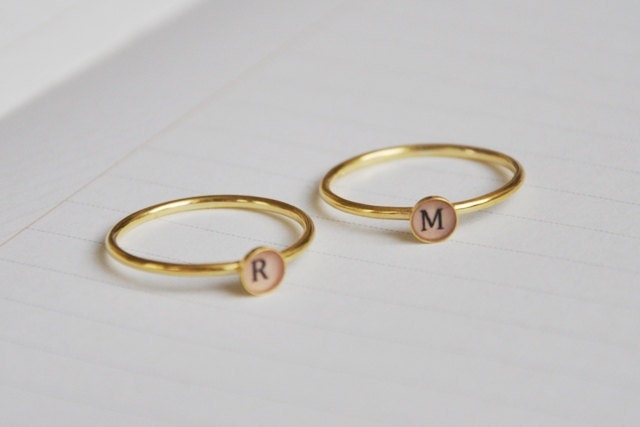 Letter initial ring uppercase 18k goldplated