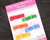 Girls Hair Clip Set of 5 Rainbow Brights Hair Clips in Red Orange Yellow Green and Blue