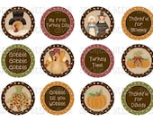 Turkey Time - Thanksgiving Bottlecap Images - Bottlecap Art for Jewelry, Hair Bows, Stickers, Keychains and more
