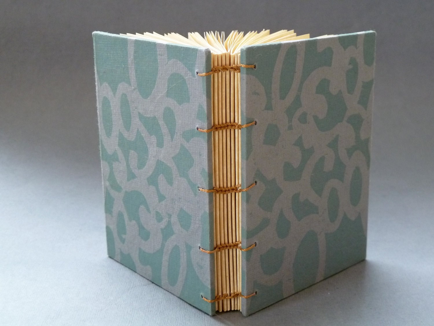 Sage Filigree Mini Notebook - Block Printed - ImperialePrints