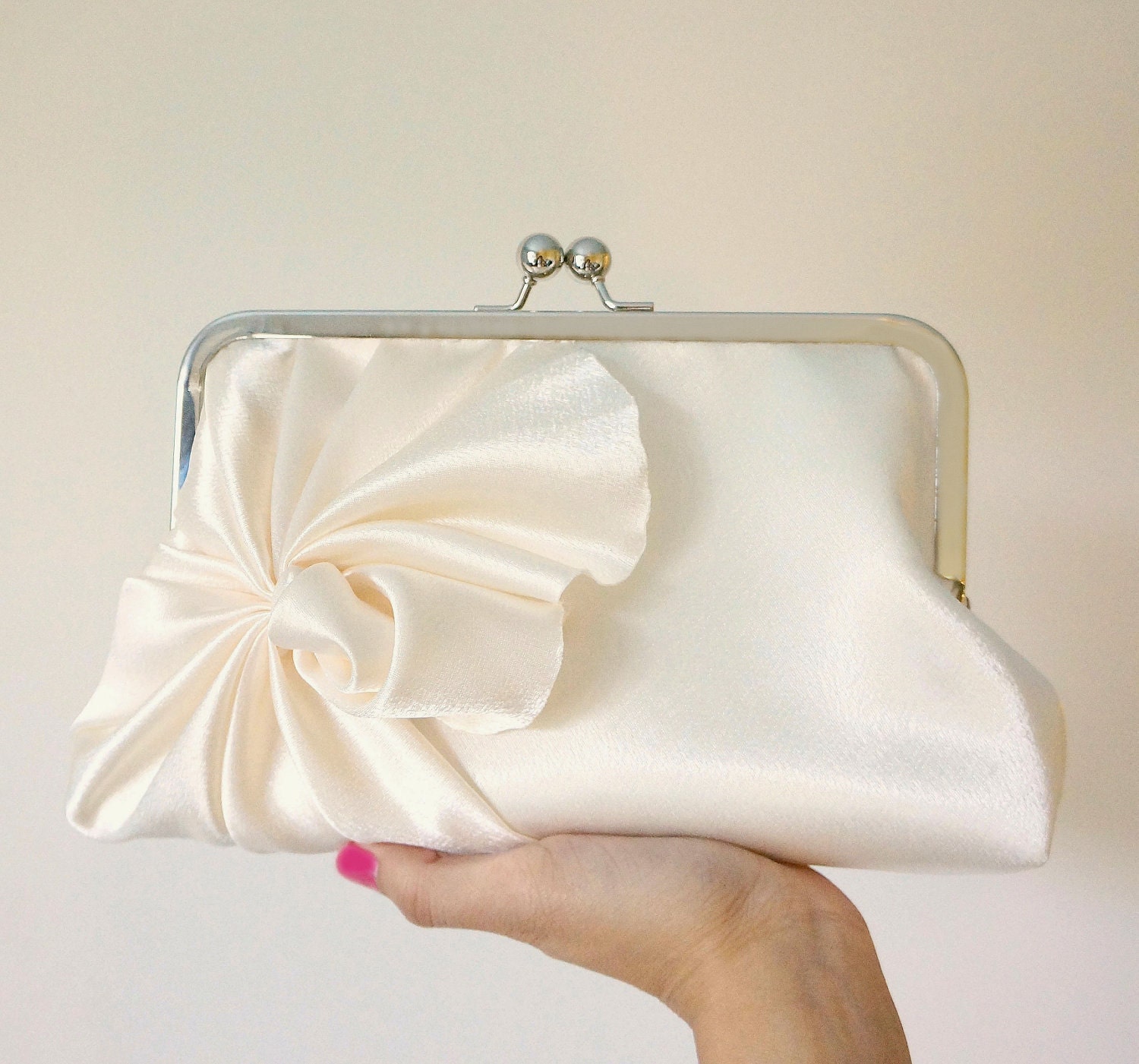 Art Deco Swirls Bridal and Bridesmaid Clutch Purse- Ivory