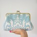 Something Blue Beach Wedding Bridal and Bridesmaid Clutch Purse- Blue Damask