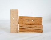 Square buttons, wood buttons, set of 6 with 2 holes, large, 2 3/8" 6cm long