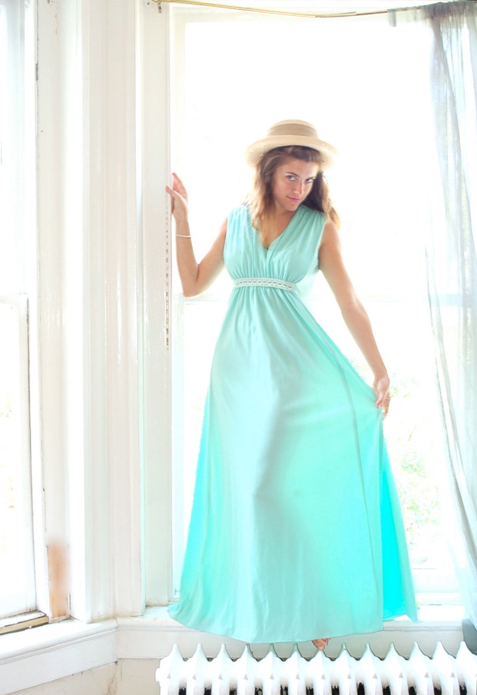 Maxi Dress- grecian mint green