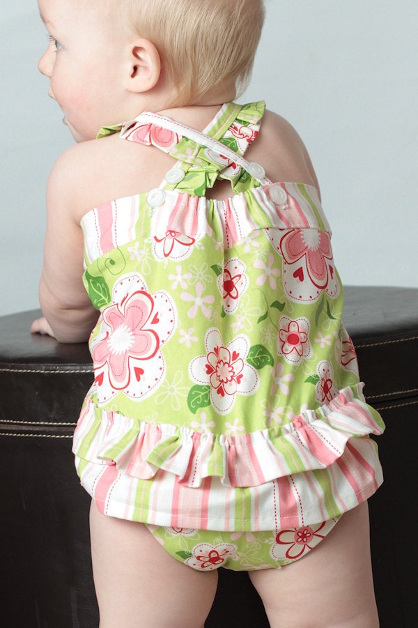 Sunshine 'n' Ruffles Romper Sun Suit Baby Girl PDF Sewing Pattern Size 0-24 months