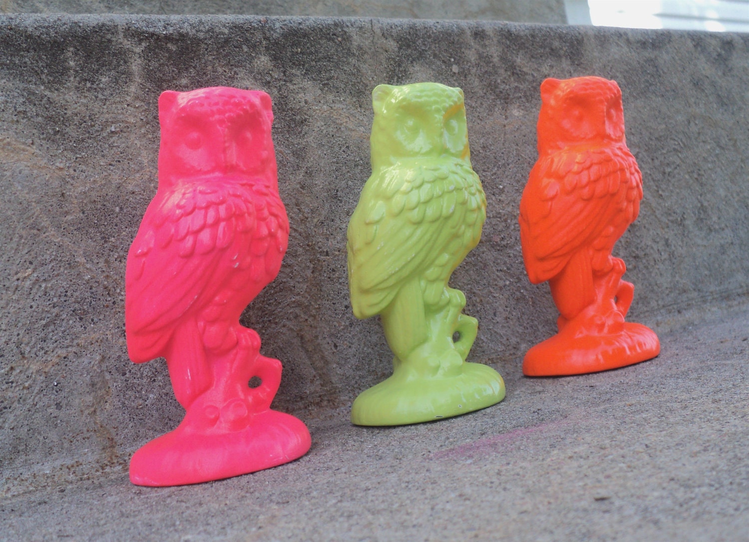 Bright Owl Trio Pink Lime and Orange