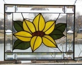 Stained glass sunflower beveled stained glass panel window sunflower abstract stained glass window panel window hanging stained glass flower