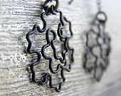 Fractal Earrings - Koch Snowflake in Black