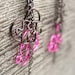 Puzzle Heart Earrings - Gunmetal and Fuchsia