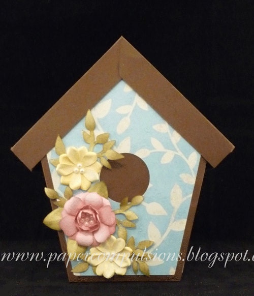 Birdhouse box with flowers and card: SVGs and Templates
