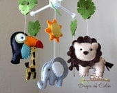 Baby Crib Mobile - Baby Mobile - Nursery Jungle Crib Mobile "Safari Playland" - Jungle Tropical Mobile - Mobile