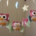 Baby Crib Mobile - Baby Mobile - Nursery Owl Mobile "Five Owls in the night" (You can pick your colors) Mobile - Crib Mobile