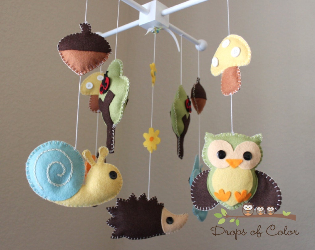 Baby Crib Mobile - Baby Mobile - Nursery Forest Crib Mobile - "Forest Little Creatures" (You Can Pick Your Colors)