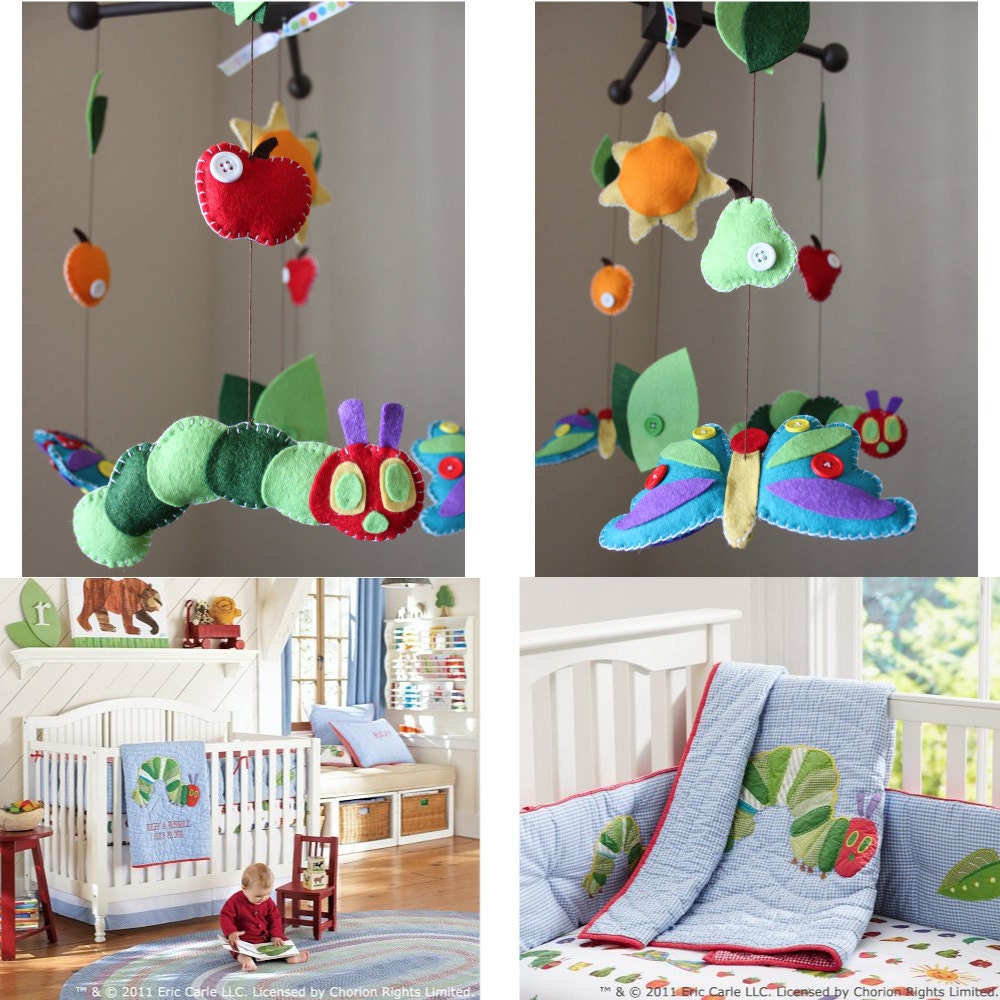 Baby Crib Mobile - Baby Mobile - Nursery Caterpillar Butterfly Mobile "Inspired by the Very Hungry Caterpillar" Mobile - Crib Mobile