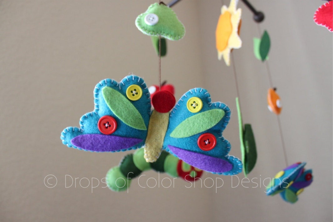 Baby Crib Mobile - Baby Mobile - Nursery Caterpillar Butterfly Mobile "Inspired by the Very Hungry Caterpillar" Mobile - Crib Mobile
