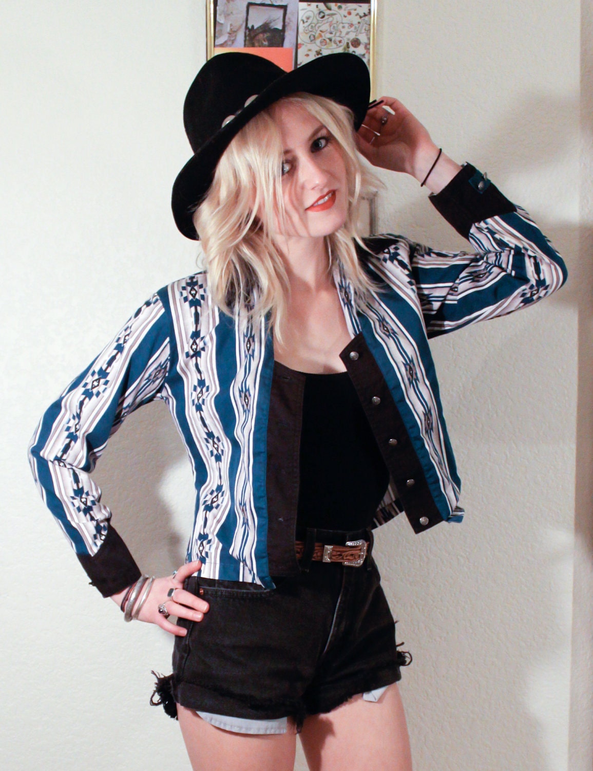 VINTAGE Aztec Print Southwestern Button Up Shirt S