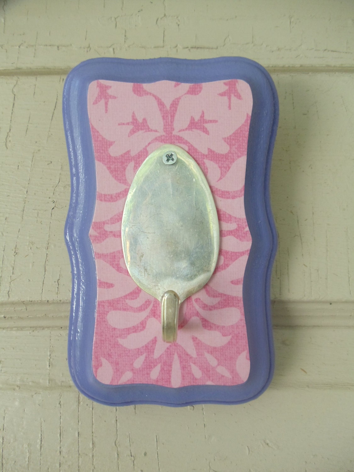 SALE-Purple and Pink Vintage Spoon Hook-Kitchen, Office, Bedroom, Jewelry Holder, Key Rack