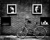 Street in Amsterdam fine art print, For bike lovers, Fine art print, Black white Amsterdam street abstract print, street bike,  8 x 12''