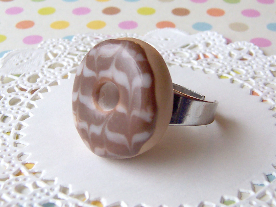 Chocolate Marble Frosted Donut Cocktail Ring