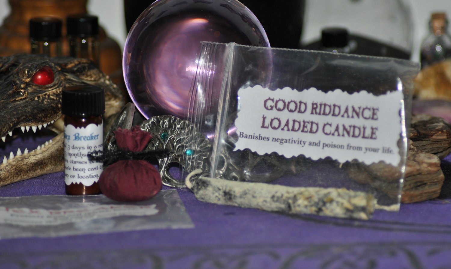 Curse and Hex Breaker Custom Gris Gris, Loaded Candle, Incense - New Orleans Gris Gris, Voodoo, Mojo
