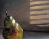 Pear Oil Painting, 5x7 Fine Art Print of Original 'Pear in Morning Light' Still Life by Vickie Sue Cheek