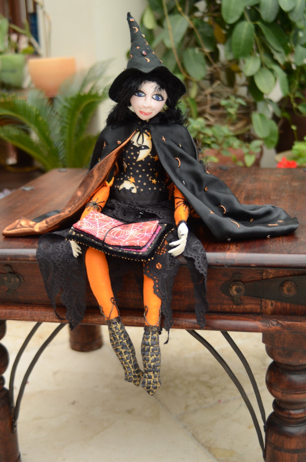 Halloween Witch Collectors Beaded Art Doll