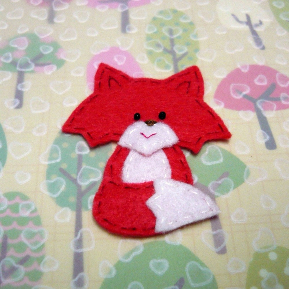 1pc - Tomato Red Fox Felt Appliques - 62x53mm - made to order